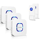 Wireless Doorbell, Coolqiya Door Bell Chimes Kit with 3 Plugin Receivers and 2 Remote Waterproof ...