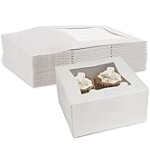 MT Products White Bakery Boxes With Clear Window - Size 6