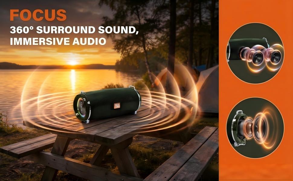 Portable Bluetooth speaker with lanyard, compact wireless speaker for outdoor use and travel