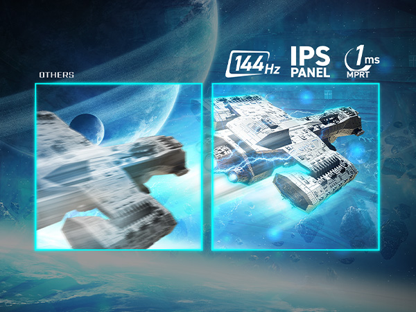 Equipped with a 23.8" FHD (1920 x 1080) IPS Panel with a 144 Hz refresh rate & 1ms response time