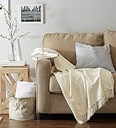 White chenille throw blanket on a couch