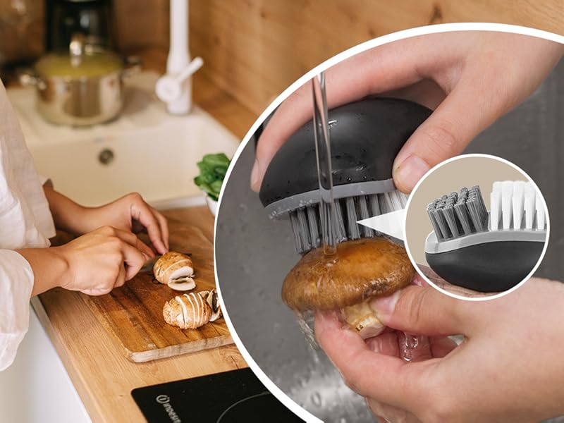 MR.SIGA Fruit and Vegetable Cleaning Brush with Non Slip Comfortable Grip, Pack of 2, Black