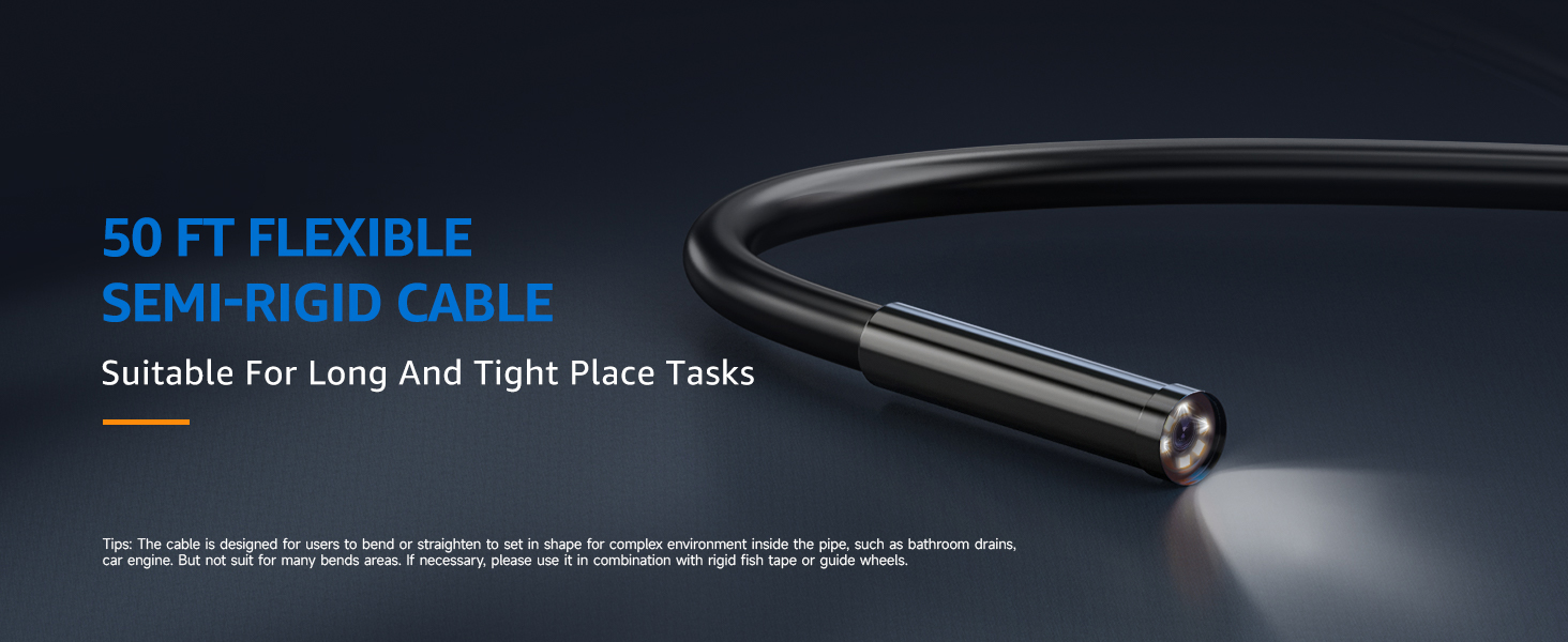 Oiiwak endoscope camera 50ft semi-rigid cable