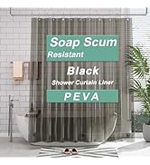 AmazerBath Shower Curtain Liner, 72x72 Transparent Black Shower Curtain Liner, Lightweight Plasti...