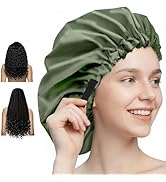 Aquior Shower Cap for Women, Extra Adjustable Shower Caps for Women Double-Layer Waterproof Reusa...
