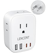 LENCENT 3 Prong to 2 Prong Adapter, 2 Prong Splitter, Wall Tap Plug Outlet Extender with 4 AC Out...