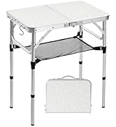 Kcmploro Folding Camping Table, 2ft Portable Lightweight Small Foldable Card Table with Adjustabl...