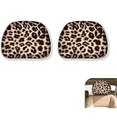wipcowi 2PCS Leopard-print Car Headrest Covers, Scratch-resistant Breathable Car Seat Headrest Co...