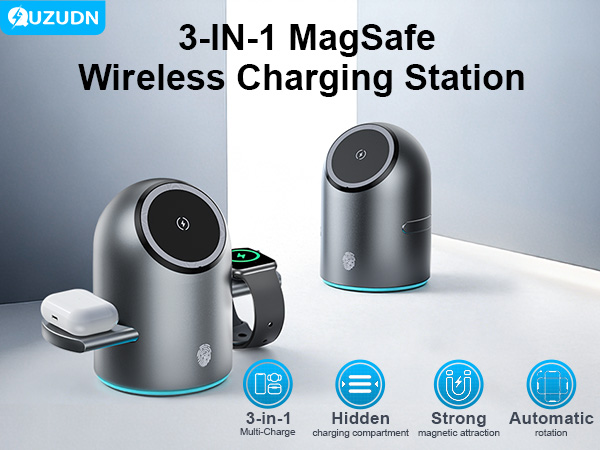 QUZUDN 3-IN-1 Wireless Charging Station