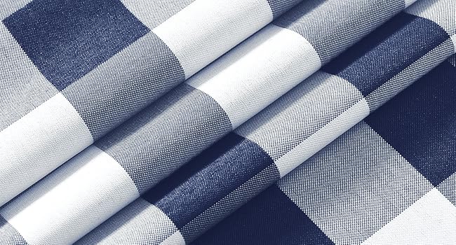 navy blue and white buffalo plaid tablecloth