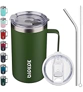 BJPKPK Insulated Coffee Mug with 2 Lids, 25oz Stainless Steel Insulated Tumbler with Handle, Doub...