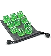 10 Pieces Green Dice, 6 Sided Dice for Board Games, 19mm Bulk Dice for Math Learning, Dice for Cl...