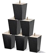 AORYVIC Wood Furniture Legs 4 inch Black Couch Legs Set of 6, Ottoman Sofa Replacement Legs for F...