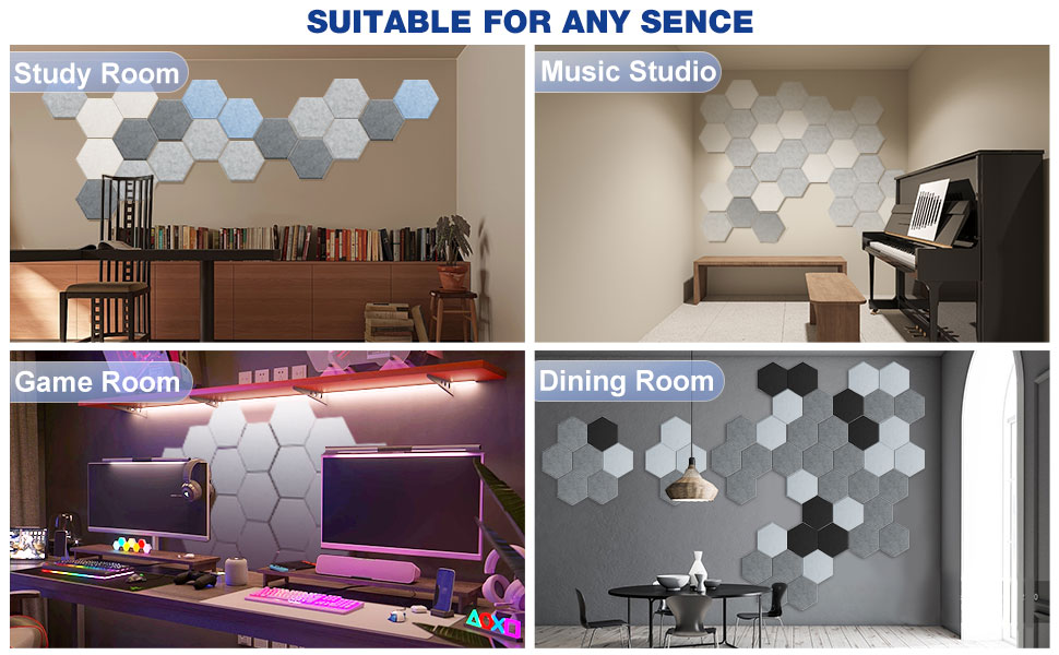 Amantech hexagon acoustic panel acoustic foam sound proof foam panels sound absorbing panel