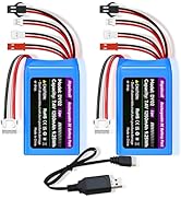 7.4V Lipo Battery 2S 30C 1250mAh SCX24 Battery JST&amp;PH2.0&amp;MX2.0&amp;SM2.0 Plug Connector With USB Char...