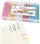 PAPERPAL Colorful Vinyl Coated Paper Clips, 540 Paperclips Per Box Jumbo &amp; #1 Sizes Assorted Colo...