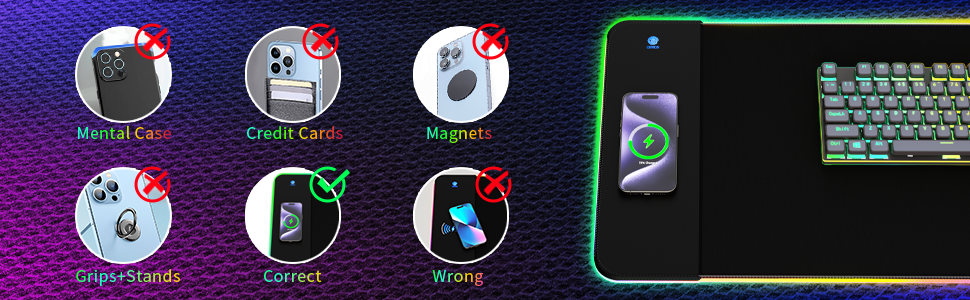 RGB Gaming Mouse Pad with 15W Wireless Charging