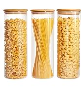 Spreccio Glass Food Storage Jars with Lids 2.34 Qt [Set of 3], Perfect for Pasta, Cookies, Nuts, ...