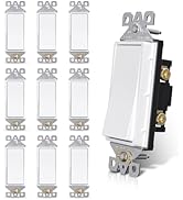 AIDA Single Pole Rocker Decorator Light Switch, 15 Amp Self-grounding Electrical Light Switches, ...