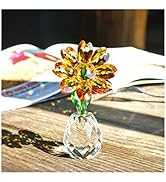 QFkris Crystal Sunflower Figurine Table 3.5" Crystal Flower Collectible Ornament Home Decoration ...