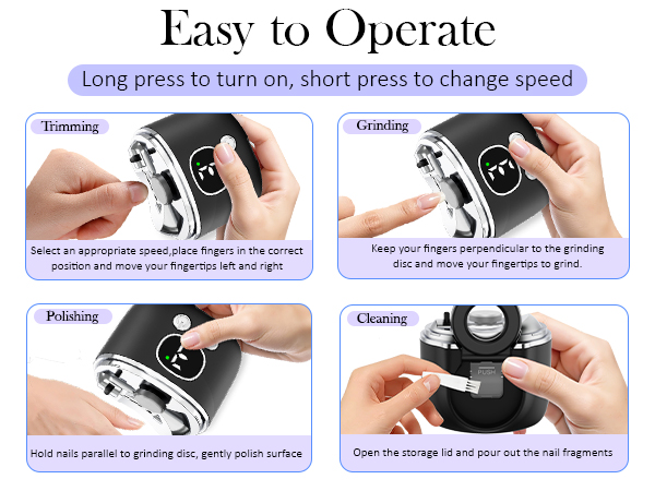 trimming grinding polishing 3 in 1 electric nail clipper, easy to operate