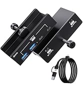 Qmrio USB Hub 3.1, 10Gbps Clamp USB Hub with 2 USB-A Data Ports, 2 USB-C Port with Extra Power Su...