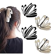 4 Pcs Bow Banana Hair Clips Ribbon Vertical Ponytail Claw Clips Bowknot Banana Hairpins Ponytail ...
