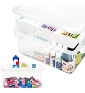 Citylife 17 QT Plastic Storage Box with Building Baseplate Lid and Removable Tray Craft Organizer...