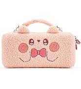 GeekShare Pink Bunny Plush Bag Carry Case Compatible with Switch/OLED - Portable Slim Travel Carr...