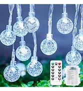 Minetom Crystal Globe String Lights Battery Operated - 17 ft 30 LED Globe Fairy Lights with Remot...