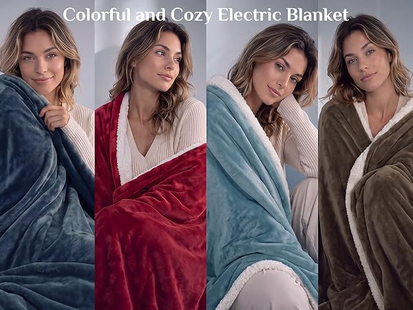 soft heated blanket full size, washable sherpa heated blanket, cozy gift for bed and couch