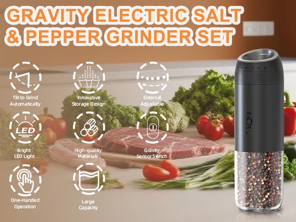 GRAVITY ELECTRIC SALT &amp; PEPPER GRINDER SET