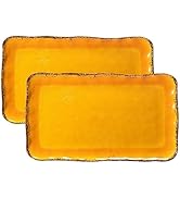 LEHAHA Melamine Farmhouse Rectangular Serving Platter Sets, 17.5" x 10" Melamine Large Serving Tr...