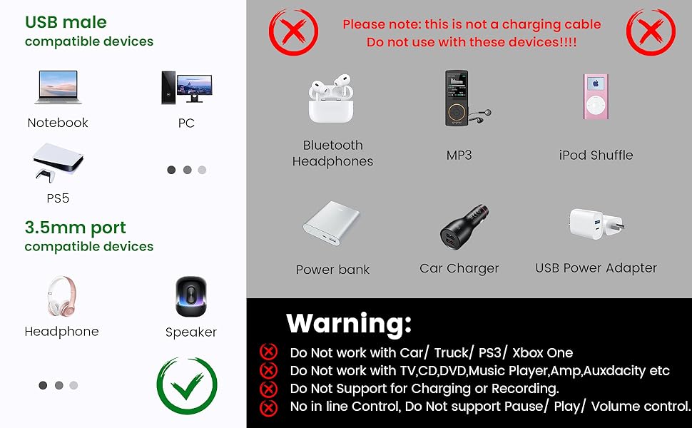 USB to 3.5mm TRS Audio Jack Adapter
