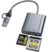 2IN1 CFexpress Type B &amp; SD Card Reader USB3.2 10Gbps,Dual Slot Card Reader - USB-C + USB-A CFe Ty...