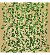 RECUTMS Ivy Fake Vines 12 Pack 86 FT Artificial Ivy with 100 LED String Light Leaf Wall Faux Leav...