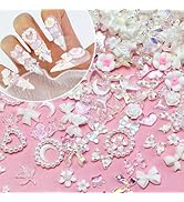 Briskbloom 320PCS White Assorted Mix 3D Nail Charms, Cute Resin Charms for Acrylic Nail Decoratio...