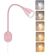 LED Wall Mounted Bedside Reading Light, 3 Color Modes,10 Brightness Dimmable, USB Charging Port, ...
