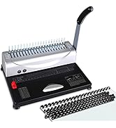 MAKEASY Binding Machine, 21-Hole, 450 Sheets, Book Binding Materials Kit with 100PCS 3/8'' PVC Co...
