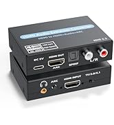 LUKFOCAB HDMI Audio Extractor Converter, 4K@60Hz Audio Adapter with Optical SPDIF + 3.5mm Stereo ...