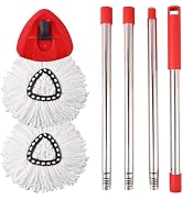 Jikefa Mop Replacement Heads, Handle, Base Compatible with O Cedar EasyWring 1-Tank Spin Mop Syst...