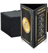 FLKQC Table Tent Triangle Menu Holders 4" x 6", 20 Pack 3-Side Leatherette Picture Frames, Menu C...