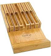 In-Drawer Knife Block, Bamboo Knife Drawer Organizer Insert, Kitchen Knife Holder Drawer for 12 K...