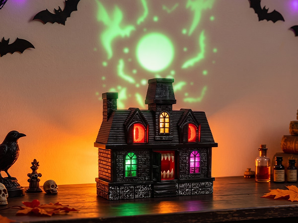 Halloween Projection Haunted House Decor, Colorful Lights