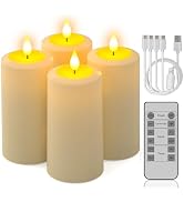PChero Rechargeable Flameless Candles with Remote Timer, 4 Packs 6.1