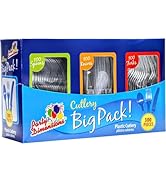 Party Dimensions 300 Count Plastic Cutlery Combo Box, Disposable Clear Plastic Silverware Utensil...