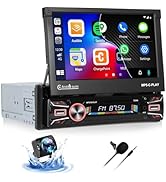 2+64G Android 13 Single Din Car Stereo 7 inch Flip Out Touchscreen Auto-Retractable with Wireless...