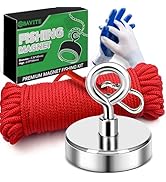 E BAVITE Fishing Magnet Kit Heavy Duty, Rare Earth Magnet with Countersunk Hole Eyebolt, Large Ma...
