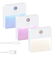 ASAWASA LED Motion Sensor Night Light, 7 Colors Rechargeable Magnetic Decor Wall Lights, Dimmable...