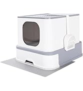 RIZZARI Millions Sold Wordwide Cat Litter Box, Large Top Entry Anti-Splashing Litter Box with Lid...